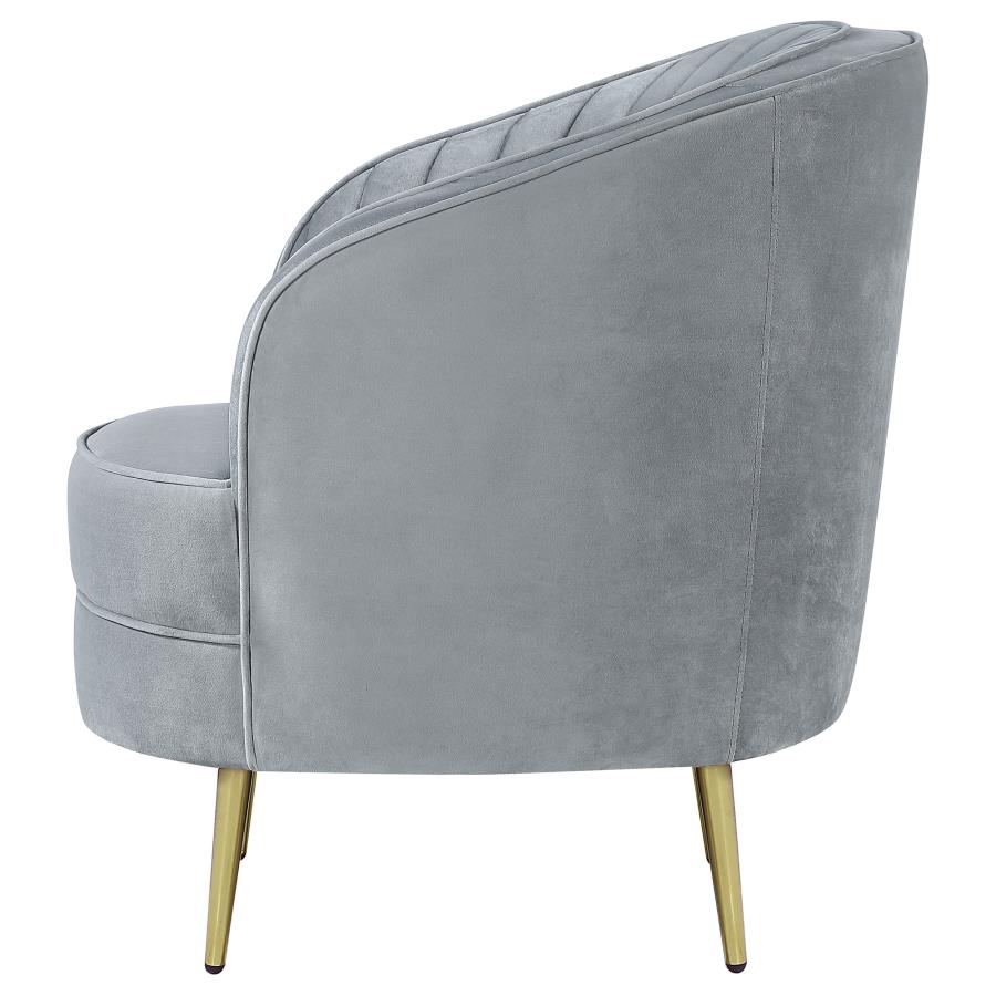 (image for) Sophia Upholstered Channel Tufted Barrel Accent Chair Grey