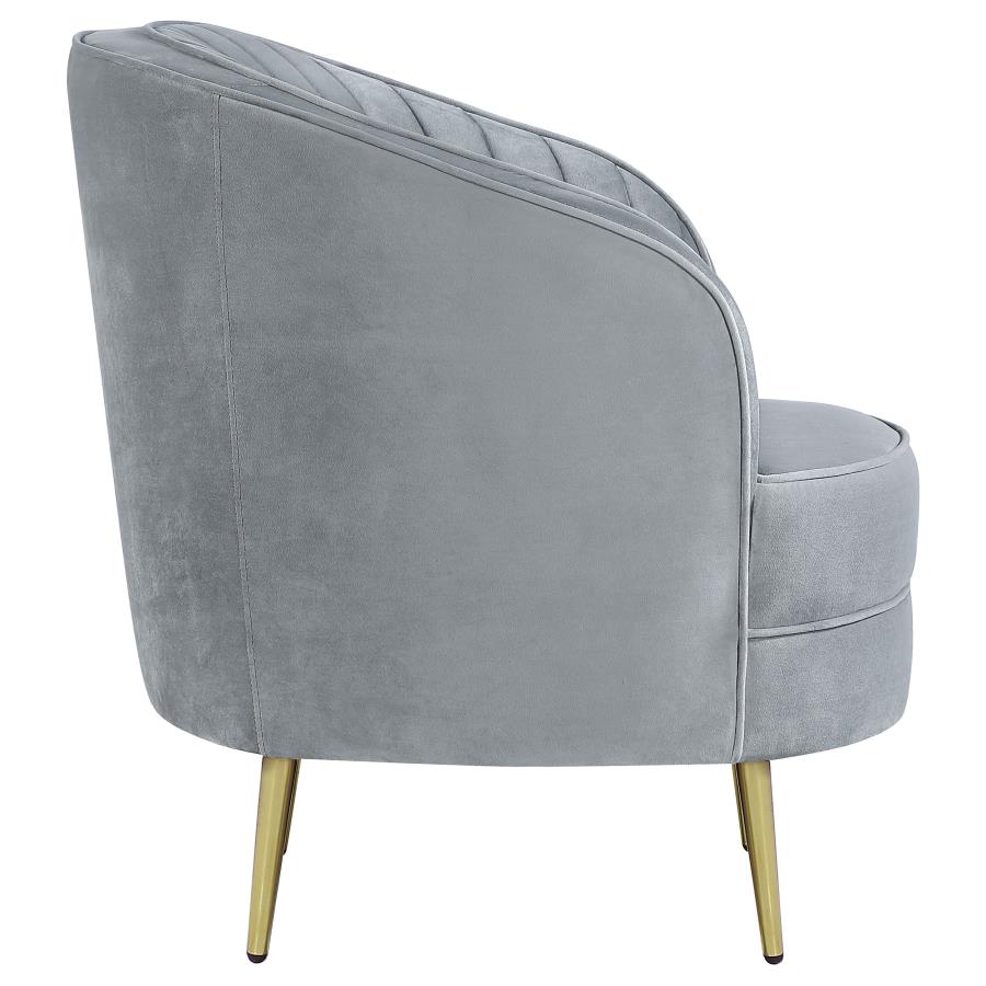 (image for) Sophia Upholstered Channel Tufted Barrel Accent Chair Grey