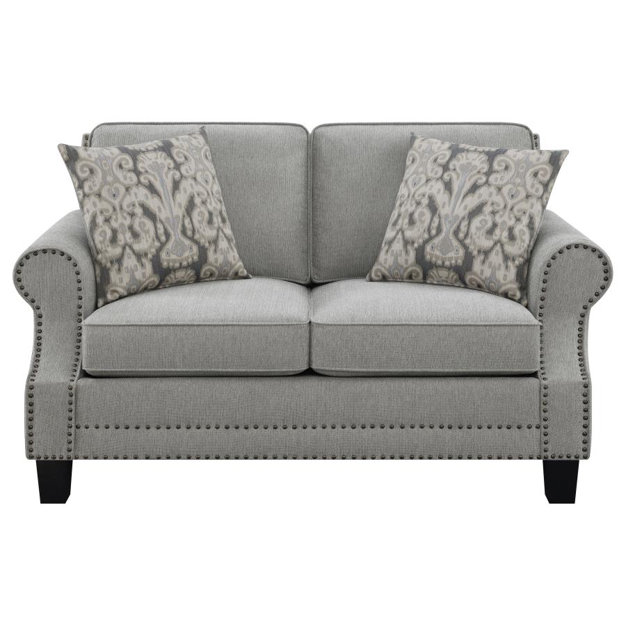 (image for) Sheldon Upholstered Rolled Arm Loveseat Grey