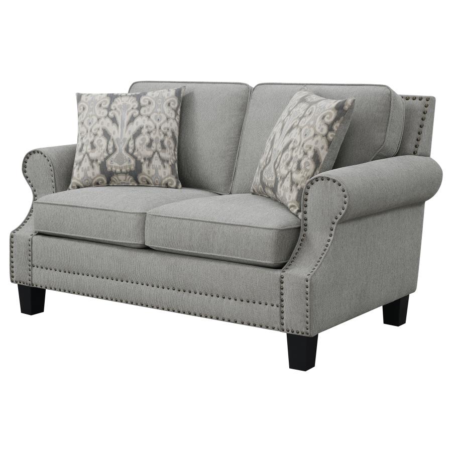 (image for) Sheldon Upholstered Rolled Arm Loveseat Grey