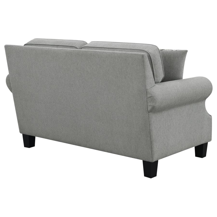 (image for) Sheldon Upholstered Rolled Arm Loveseat Grey