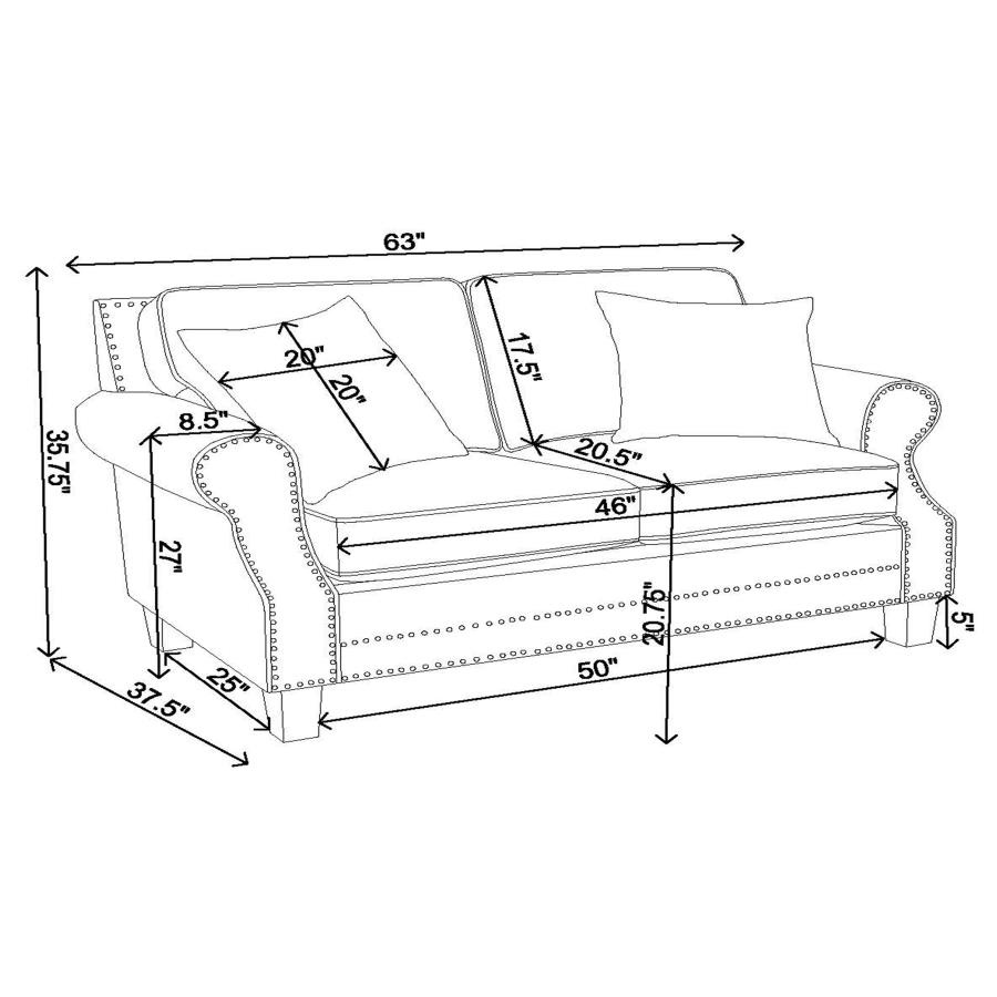 (image for) Sheldon Upholstered Rolled Arm Loveseat Grey