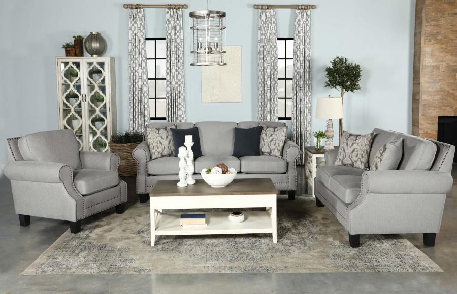 (image for) Sheldon Upholstered Rolled Arm Loveseat Grey