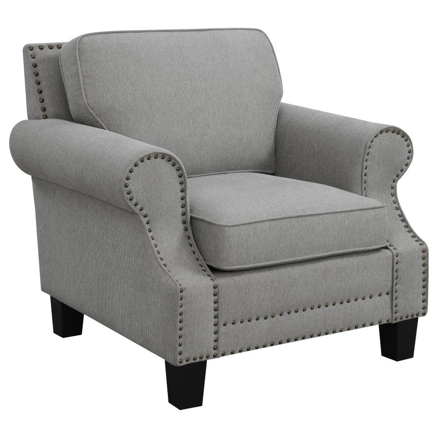 (image for) Sheldon Upholstered Rolled Arm Accent Chair Grey