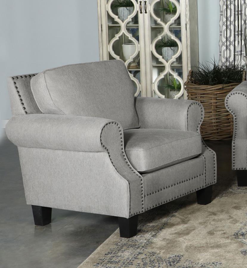 (image for) Sheldon Upholstered Rolled Arm Accent Chair Grey