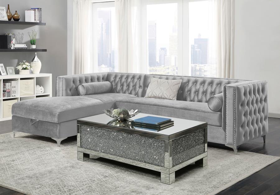 (image for) Bellaire Upholstered Storage Chaise Sectional Sofa Grey