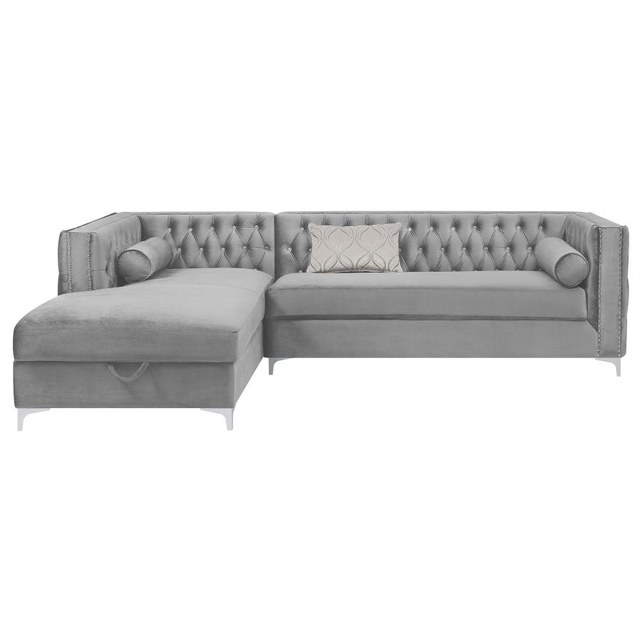 (image for) Bellaire Upholstered Storage Chaise Sectional Sofa Grey