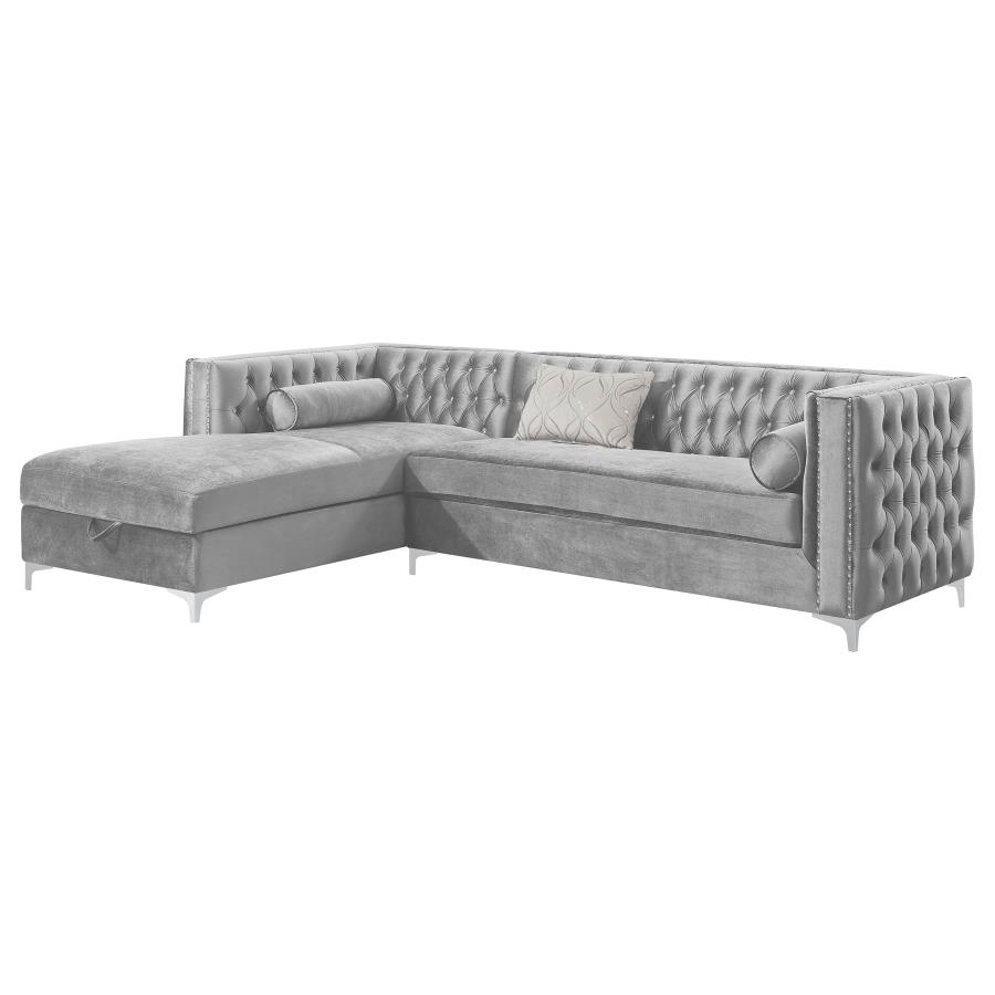 (image for) Bellaire Upholstered Storage Chaise Sectional Sofa Grey