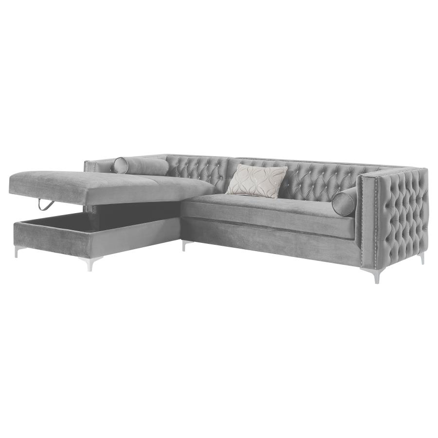 (image for) Bellaire Upholstered Storage Chaise Sectional Sofa Grey