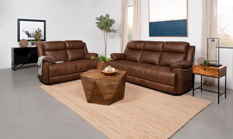 (image for) Ellington 2-piece Upholstered Padded Arm Sofa Set Dark Brown