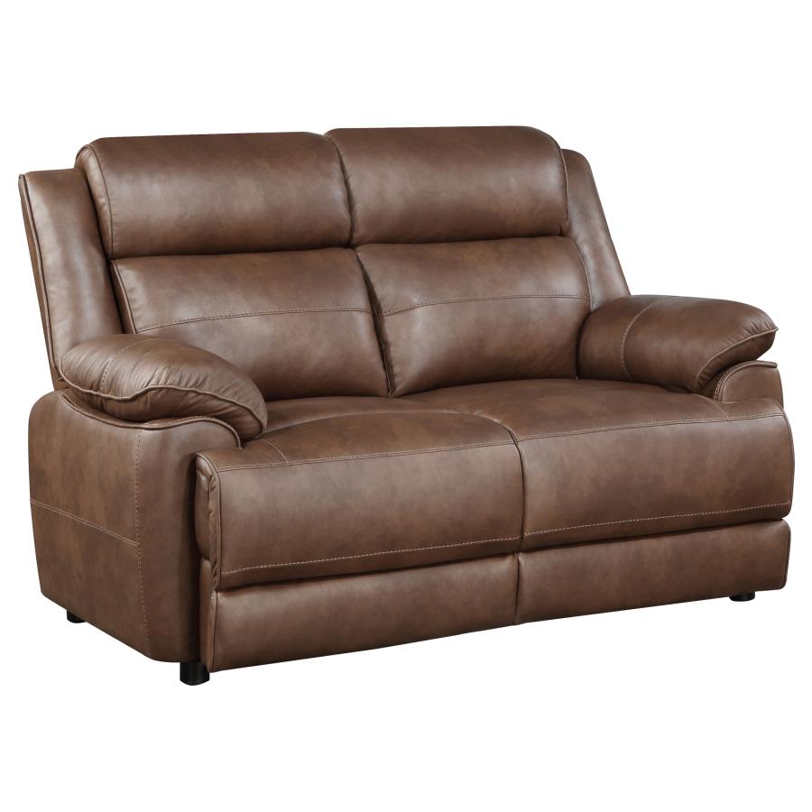 (image for) Ellington Upholstered Padded Arm Loveseat Dark Brown - Click Image to Close