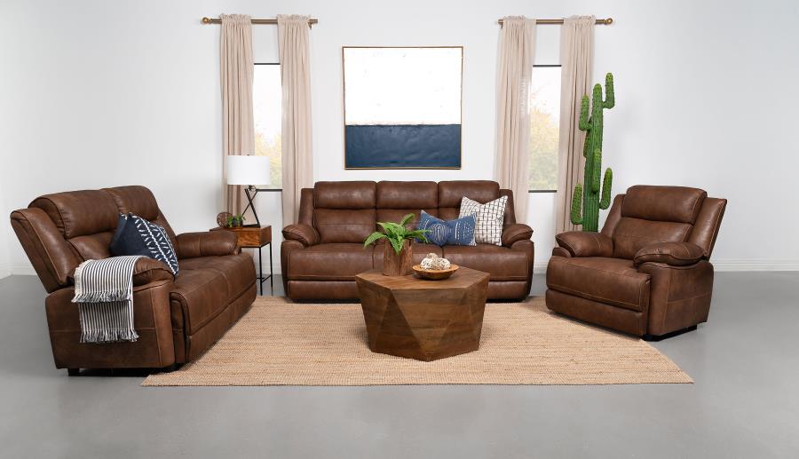 (image for) Ellington Upholstered Padded Arm Loveseat Dark Brown