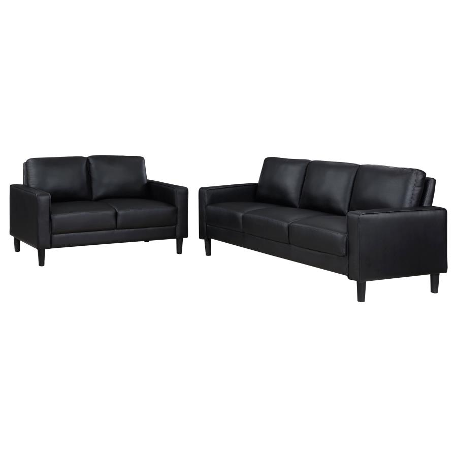 (image for) Ruth 2-piece Upholstered Track Arm Sofa Set Black