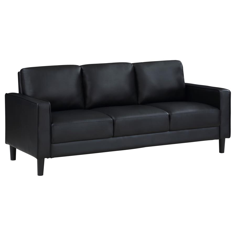 (image for) Ruth 2-piece Upholstered Track Arm Sofa Set Black