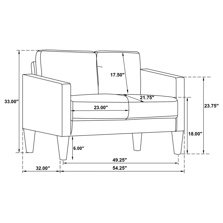 (image for) Ruth 2-piece Upholstered Track Arm Sofa Set Black