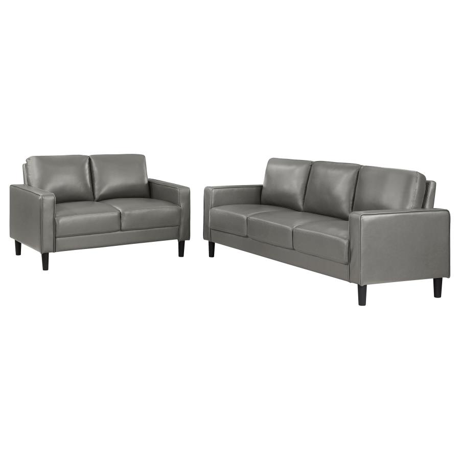 (image for) Ruth 2-piece Upholstered Track Arm Sofa Set Grey