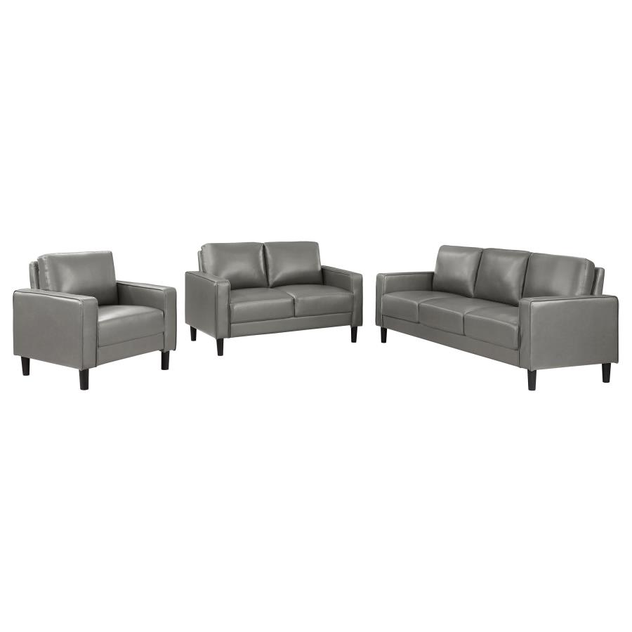 (image for) Ruth 3-piece Upholstered Track Arm Sofa Set Grey