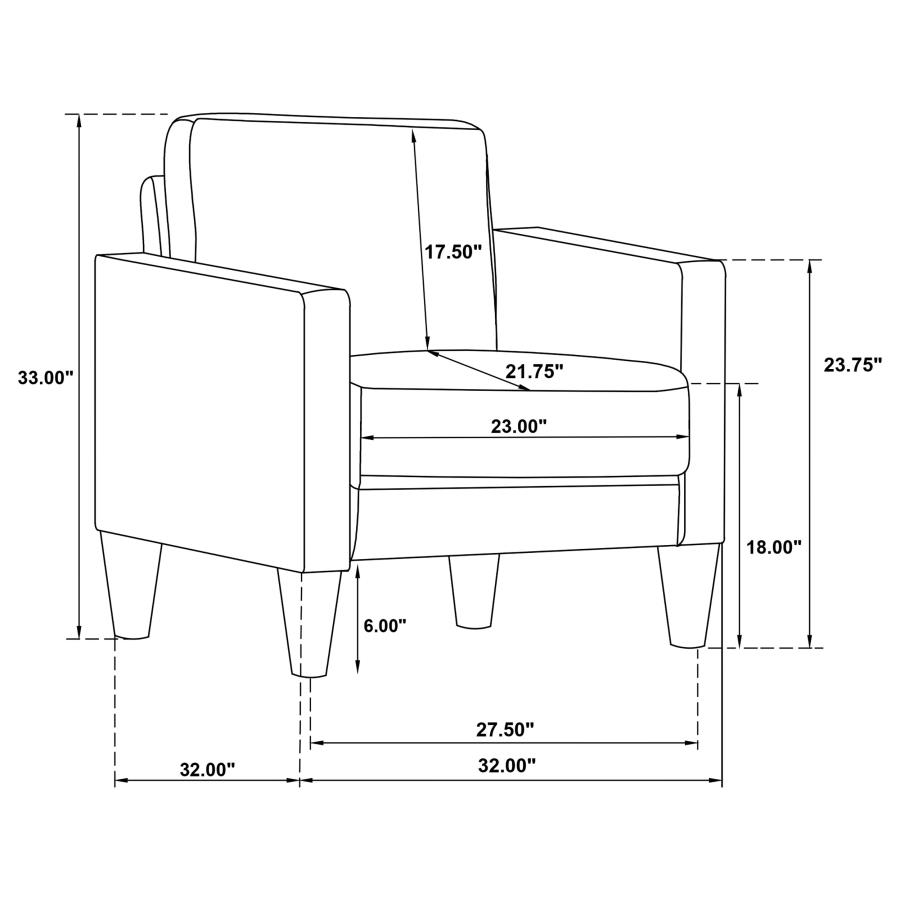 (image for) Ruth 3-piece Upholstered Track Arm Sofa Set Grey