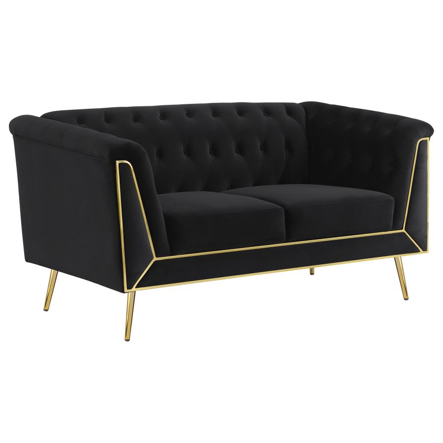 (image for) Holly Upholstered Tuxedo Arm Tufted Loveseat Black