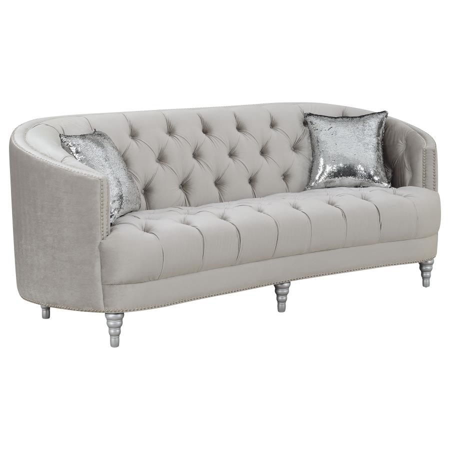 (image for) Avonlea 2-piece Upholstered Sloped Arm Sofa Set Grey Velvet