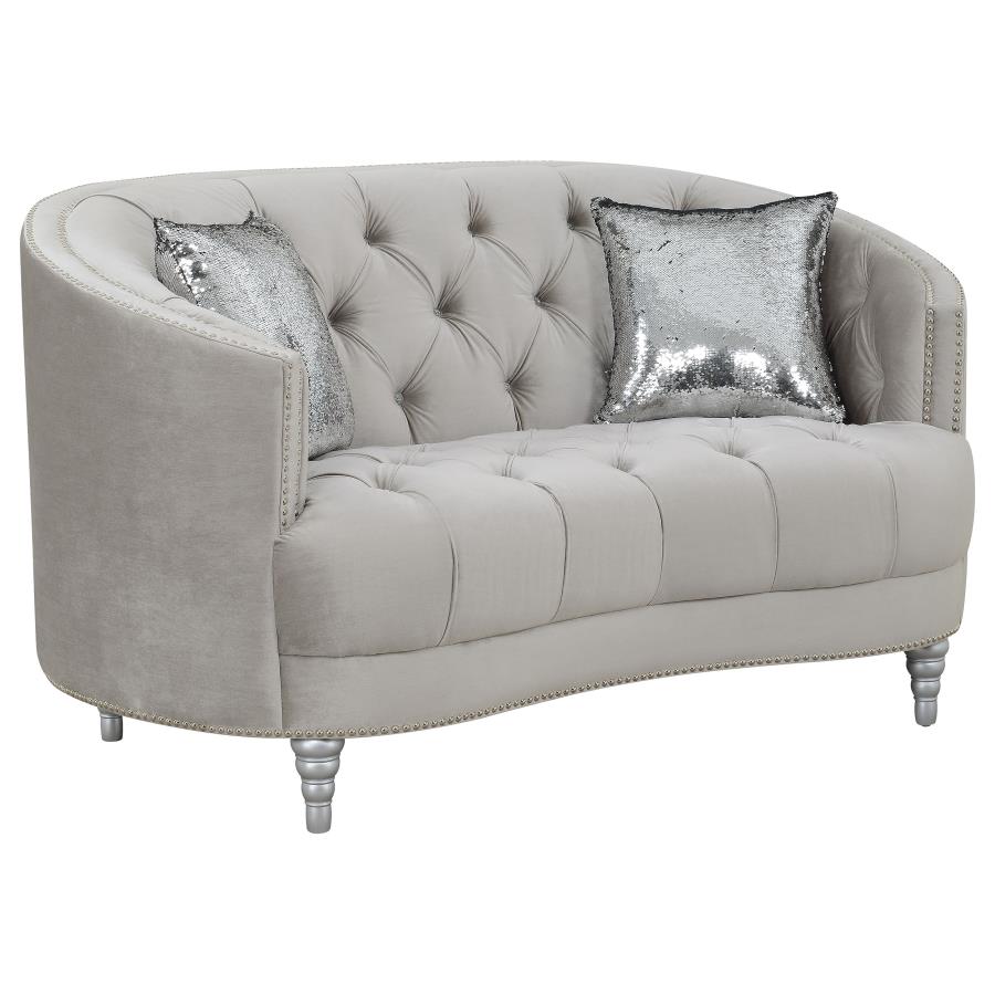 (image for) Avonlea 2-piece Upholstered Sloped Arm Sofa Set Grey Velvet