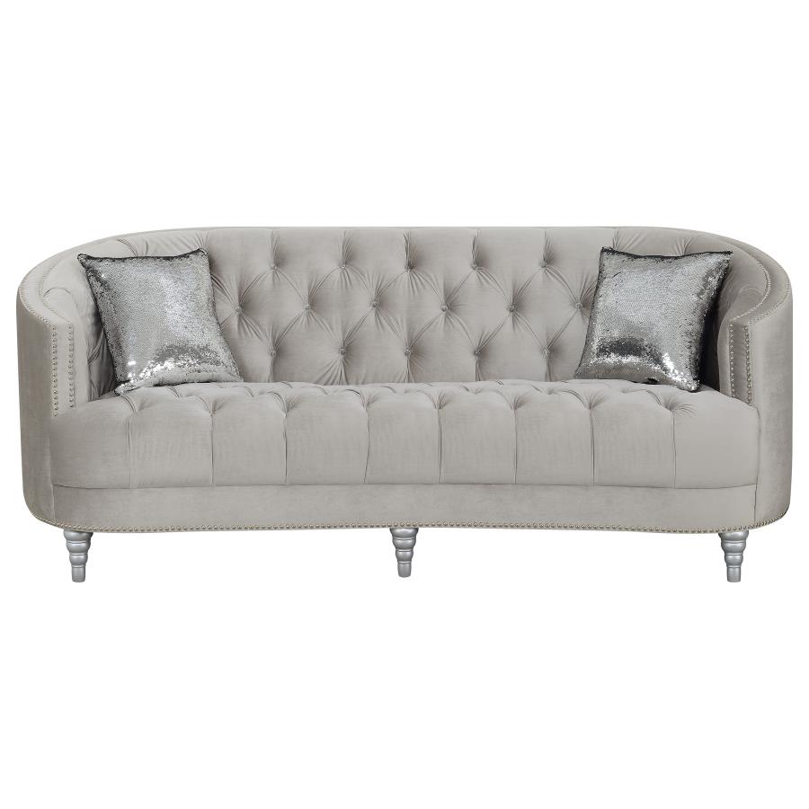 (image for) Avonlea 3-piece Upholstered Sloped Arm Sofa Set Grey Velvet