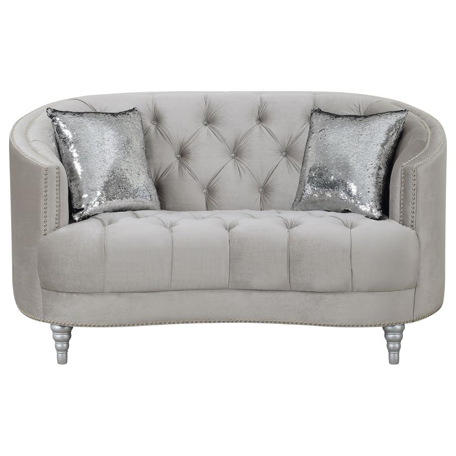 (image for) Avonlea Upholstered Sloped Arm Loveseat Grey Velvet