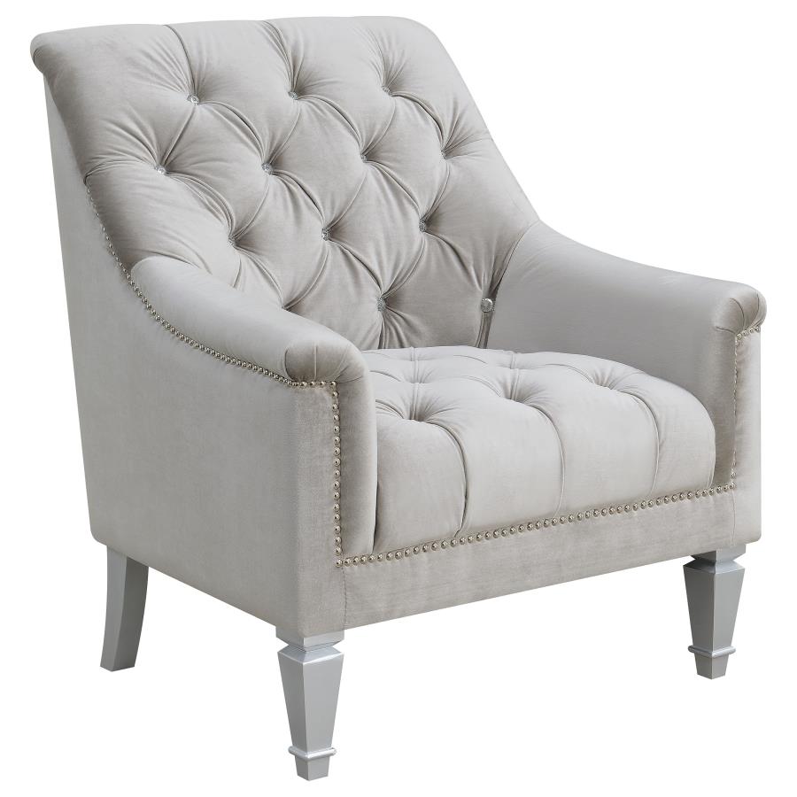 (image for) Avonlea Velvet Upholstered Sloped Arm Chair Grey Velvet