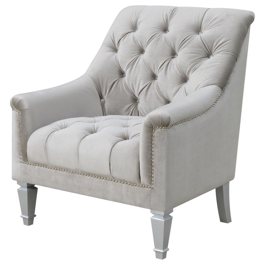 (image for) Avonlea Velvet Upholstered Sloped Arm Chair Grey Velvet