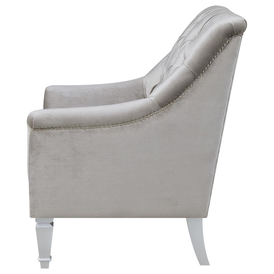 (image for) Avonlea Velvet Upholstered Sloped Arm Chair Grey Velvet