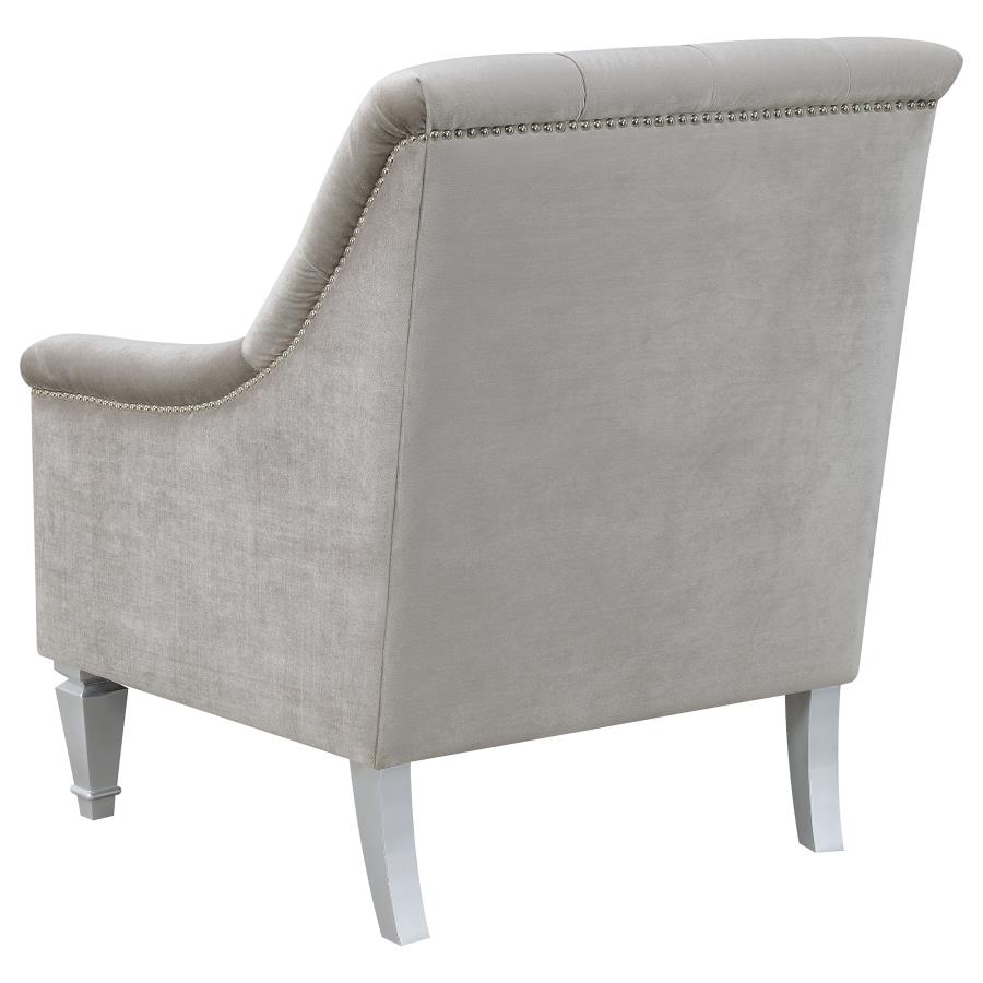 (image for) Avonlea Velvet Upholstered Sloped Arm Chair Grey Velvet