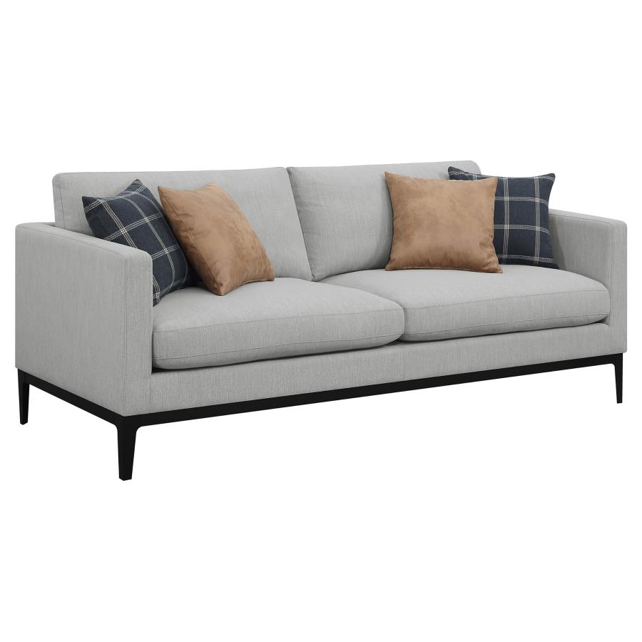 (image for) Apperson 2-piece Upholstered Track Arm Sofa Set Light Grey