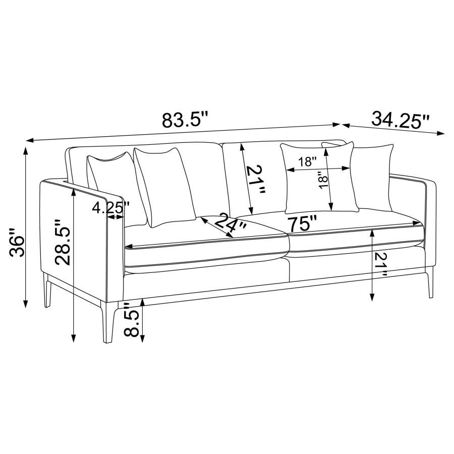 (image for) Apperson 2-piece Upholstered Track Arm Sofa Set Light Grey