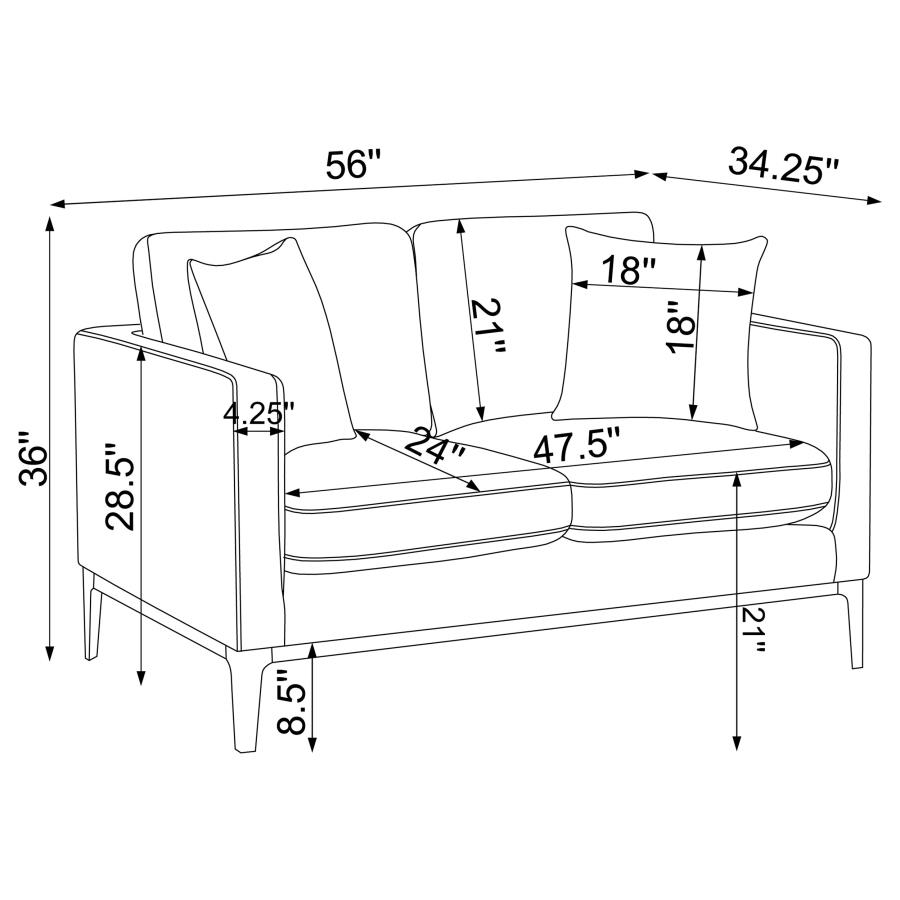 (image for) Apperson 3-piece Upholstered Track Arm Sofa Set Light Grey