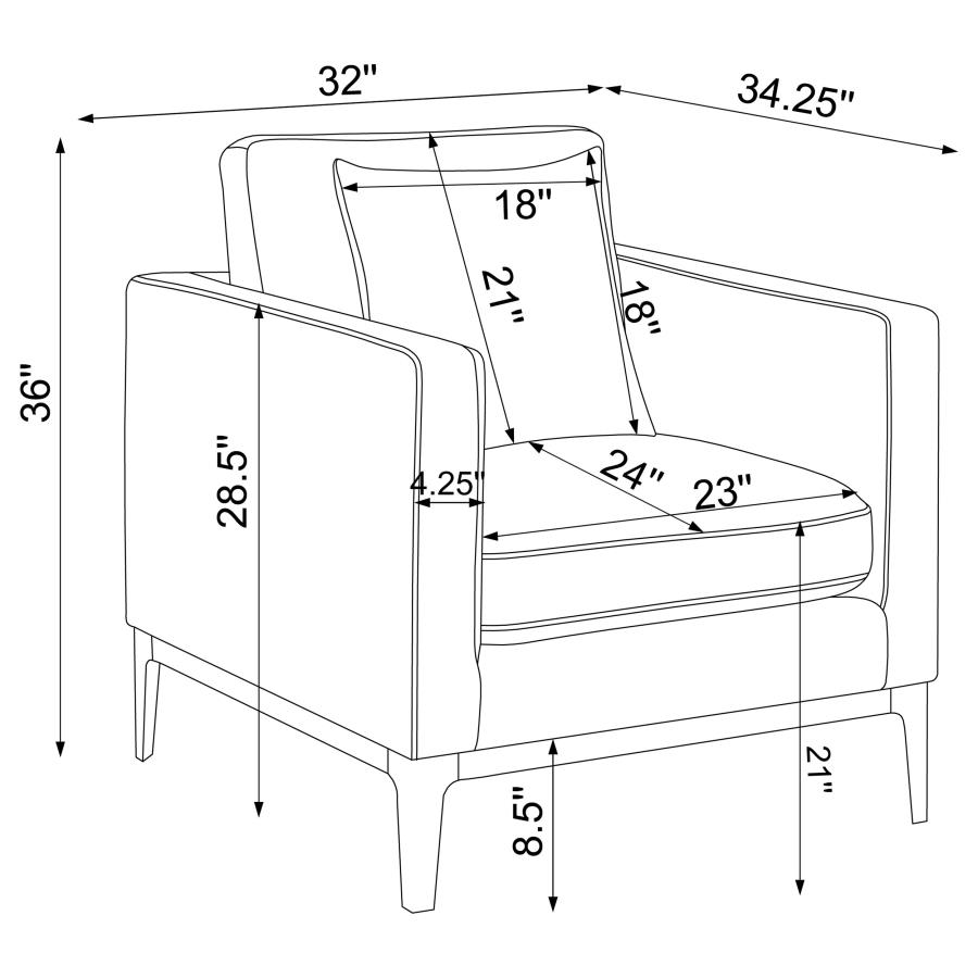 (image for) Apperson 3-piece Upholstered Track Arm Sofa Set Light Grey