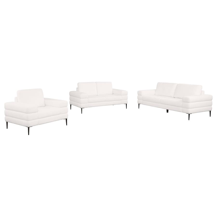 (image for) Jessel 3-piece Chenille Upholstered Sofa Set Ivory