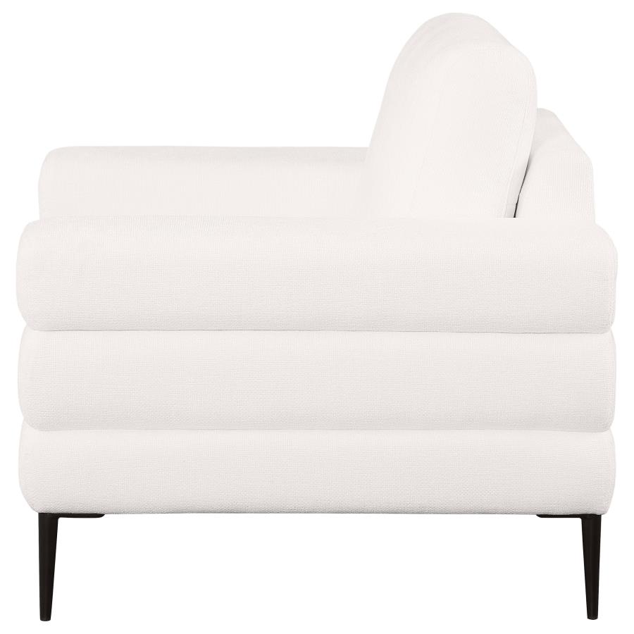 (image for) Jessel Chenille Upholstered Track Arm Chair Ivory