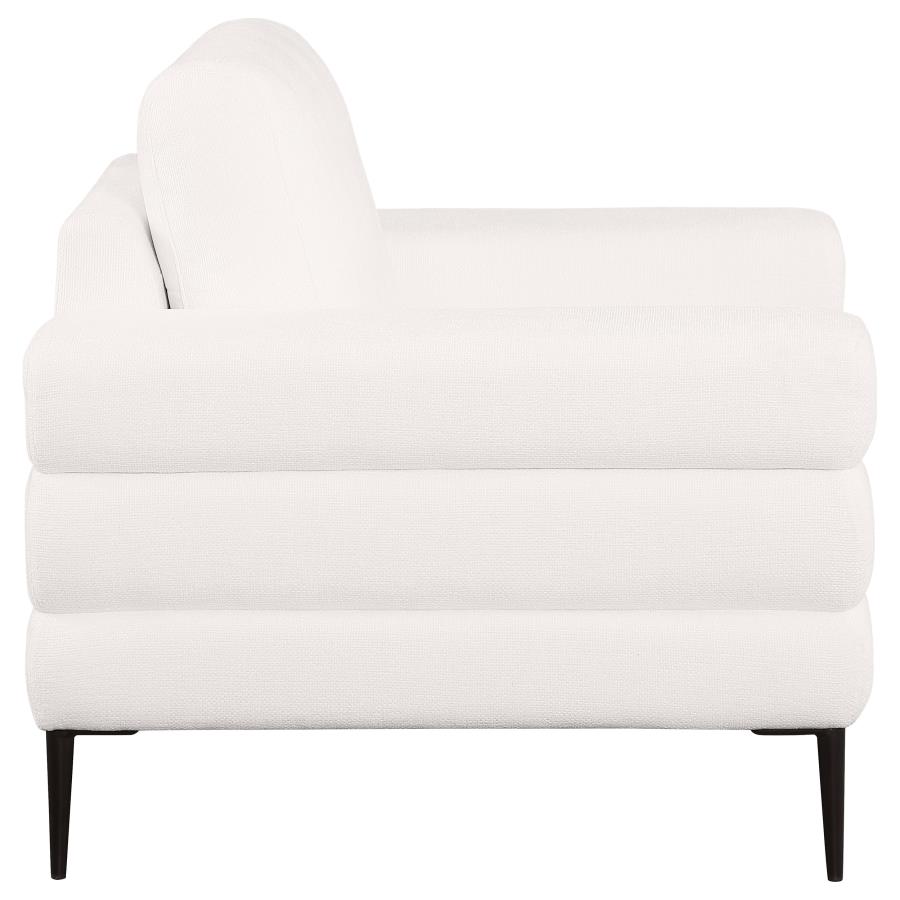 (image for) Jessel Chenille Upholstered Track Arm Chair Ivory