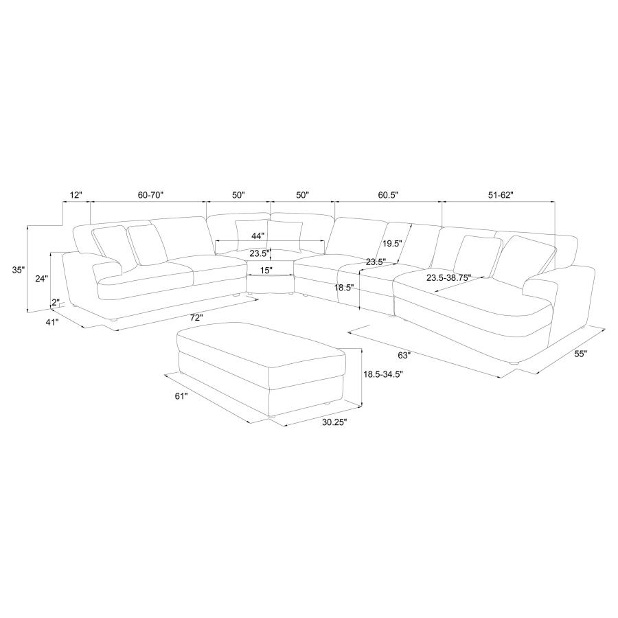 (image for) Emberson 5-piece Upholstered Modular Sectional Sofa Ivory