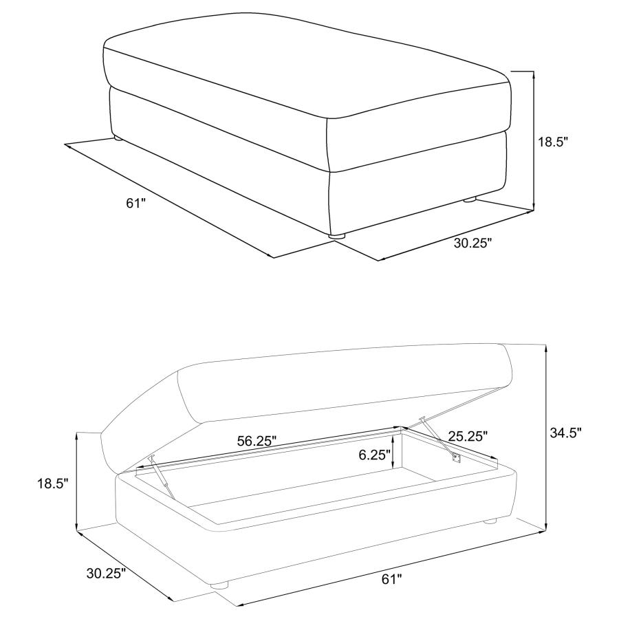 (image for) Emberson Upholstered Rectangular Storage Ottoman Ivory