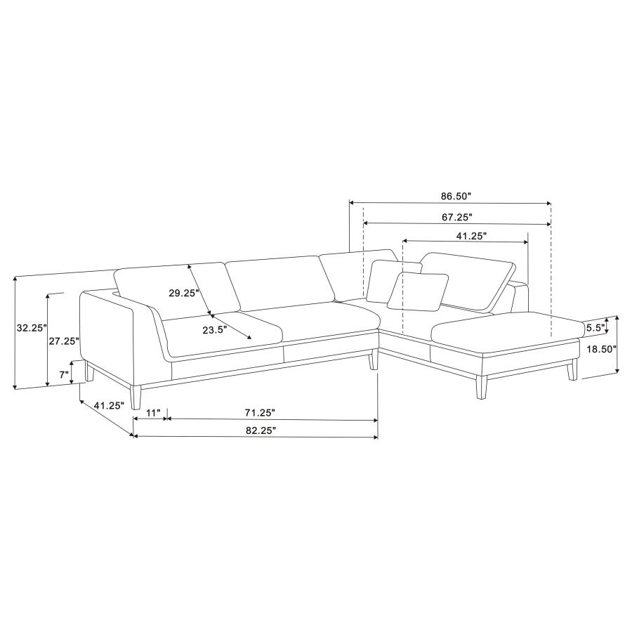 (image for) Persia Upholstered Track Arm Sectional Sofa Grey