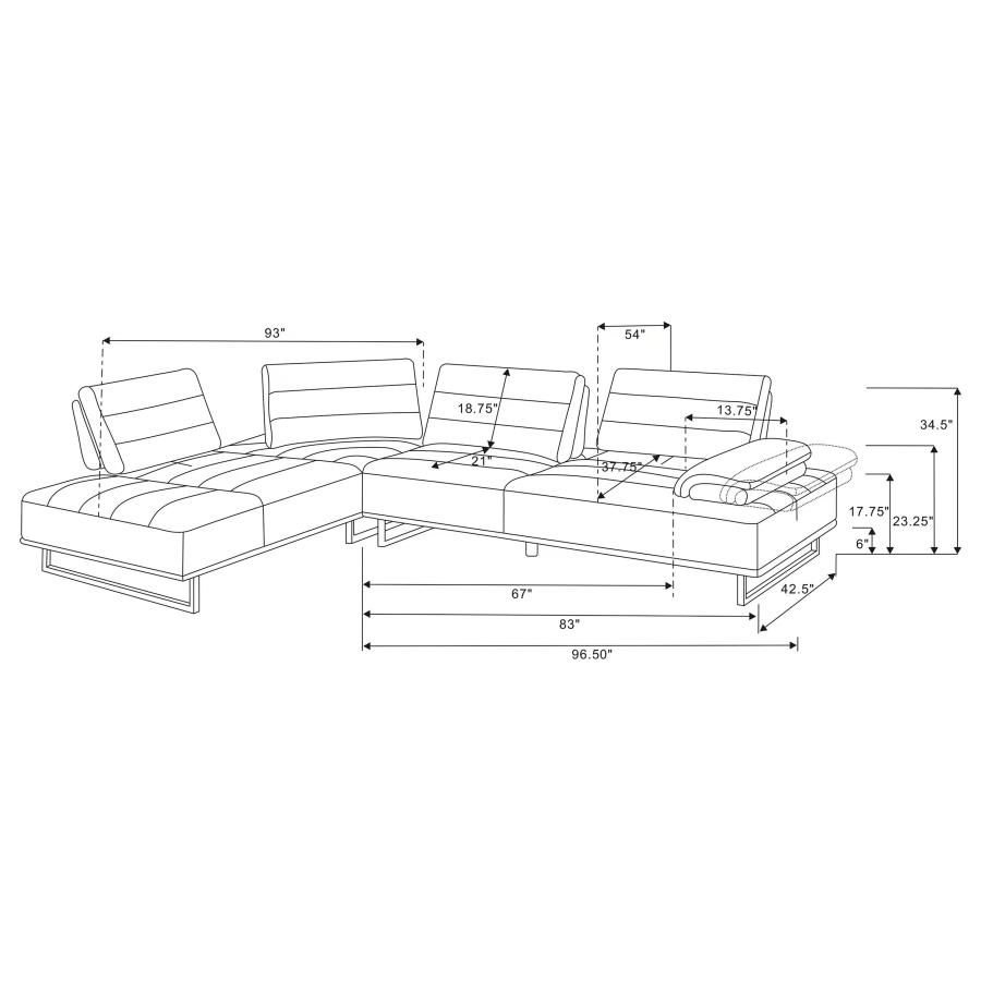 (image for) Arden Upholstered Sectional Sofa with Adjustable Back Taupe