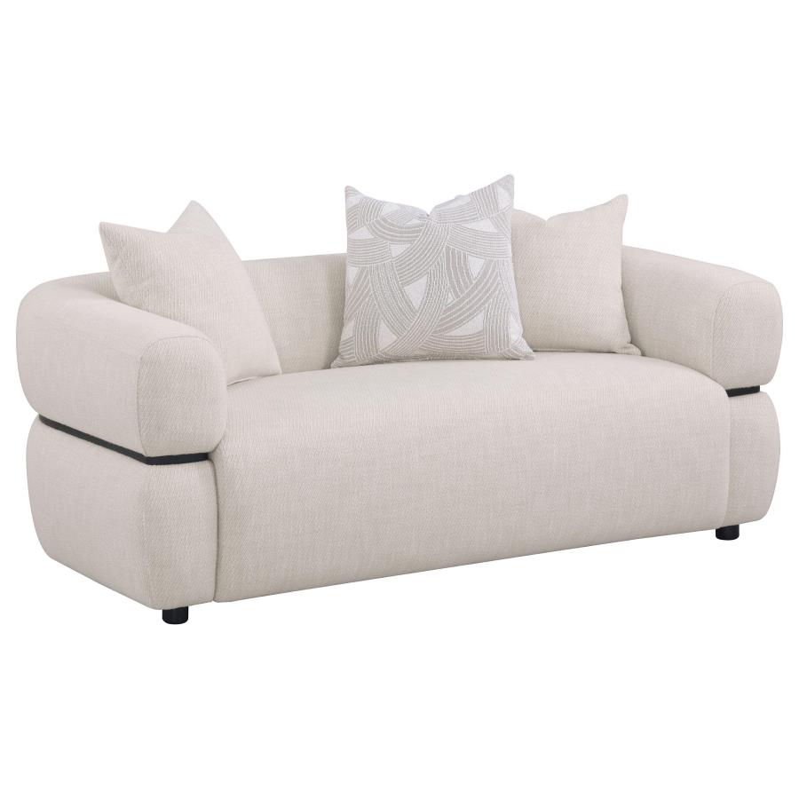 (image for) Jeanette 73-inch Fabric Upholstered Round Arm Loveseat Beige
