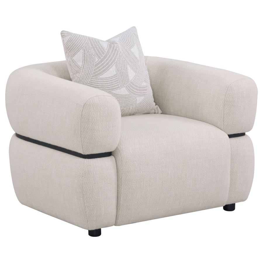 (image for) Jeanette Fabric Upholstered Round Arm Accent Chair Beige