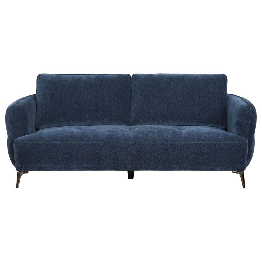 (image for) Lively Chenille Upholstered Modern Track Arm Sofa Blue