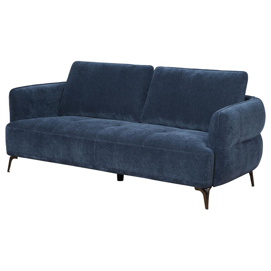 (image for) Lively Chenille Upholstered Modern Track Arm Sofa Blue