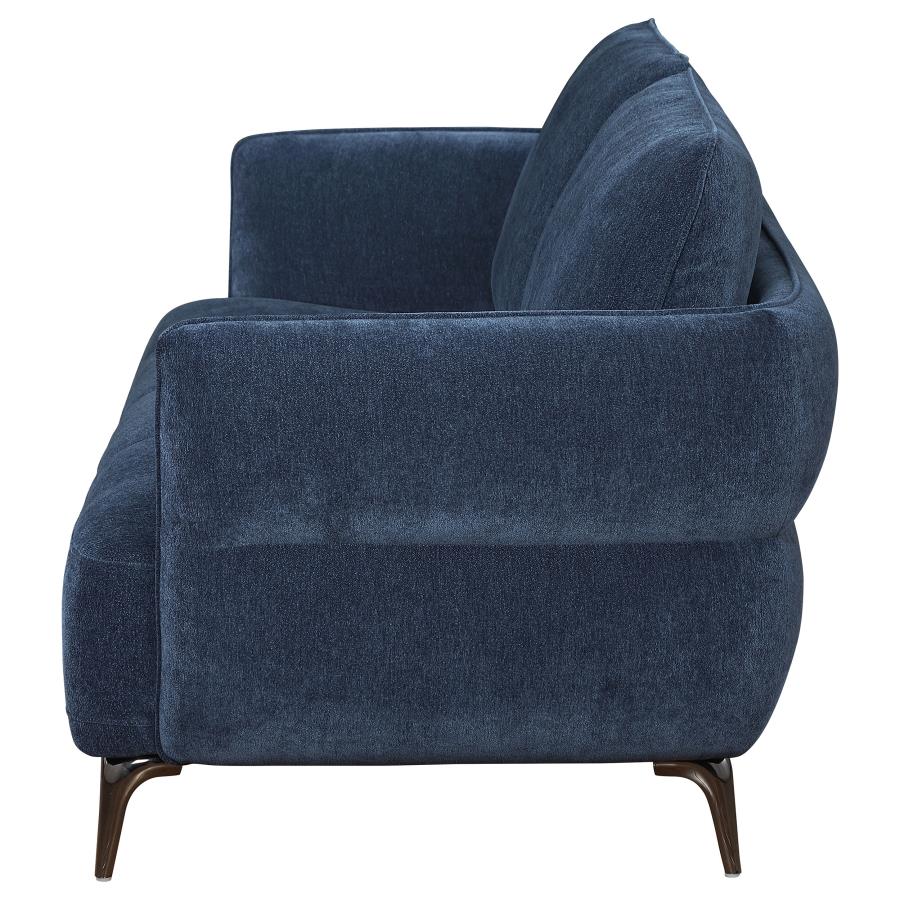 (image for) Lively Chenille Upholstered Modern Track Arm Sofa Blue