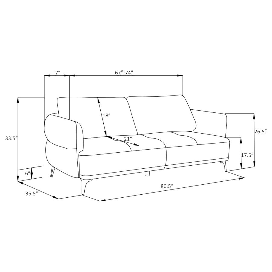 (image for) Lively Chenille Upholstered Modern Track Arm Sofa Blue