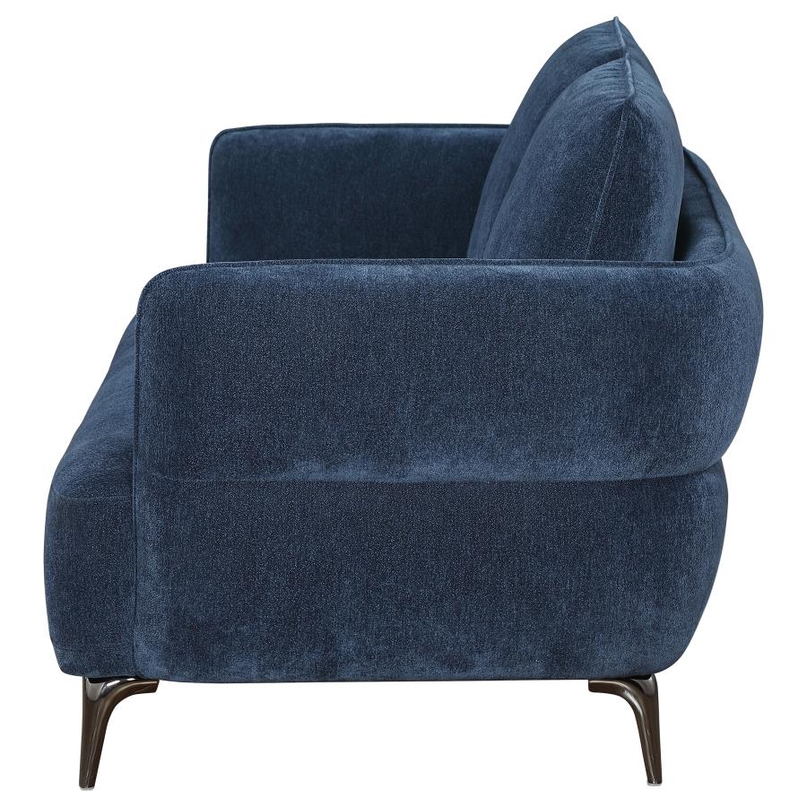 (image for) Lively Chenille Upholstered Modern Track Arm Loveseat Blue