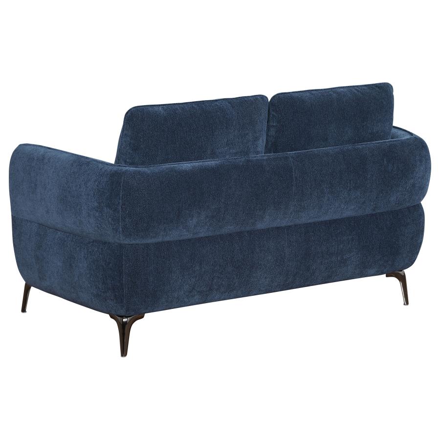 (image for) Lively Chenille Upholstered Modern Track Arm Loveseat Blue